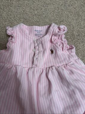 Polo by Ralph Lauren Pink and White Striped Baby One-Piece Bodysuit